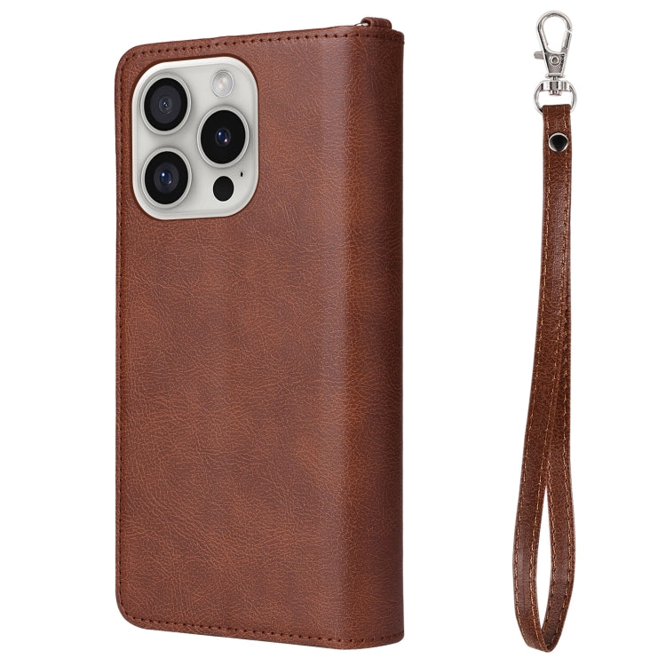 For iPhone 16 Pro Solid Color 2 in 1 Zipper Shockproof Phone Case