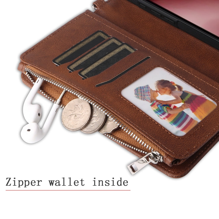 For iPhone 16 Pro Solid Color 2 in 1 Zipper Shockproof Phone Case