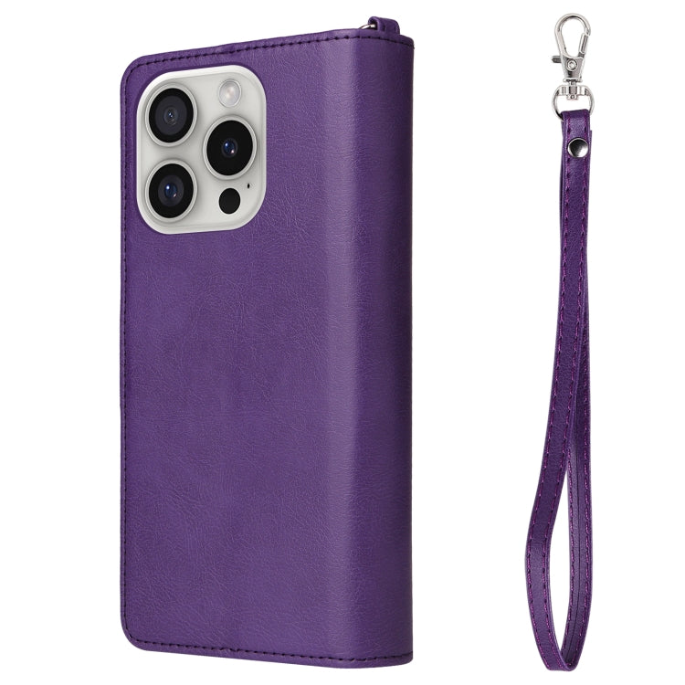 For iPhone 16 Pro Solid Color 2 in 1 Zipper Shockproof Phone Case