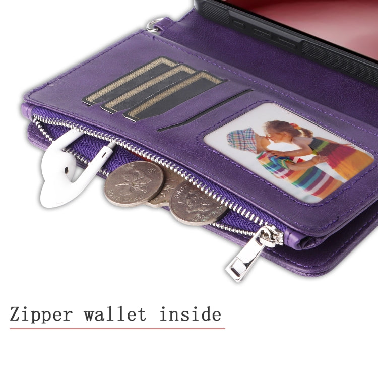 For iPhone 16 Pro Solid Color 2 in 1 Zipper Shockproof Phone Case