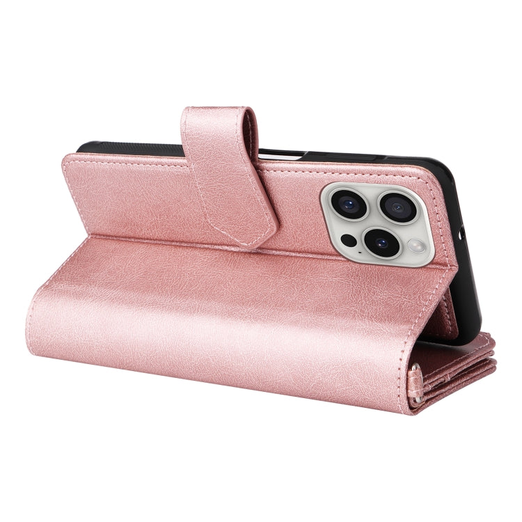 For iPhone 16 Pro Solid Color 2 in 1 Zipper Shockproof Phone Case