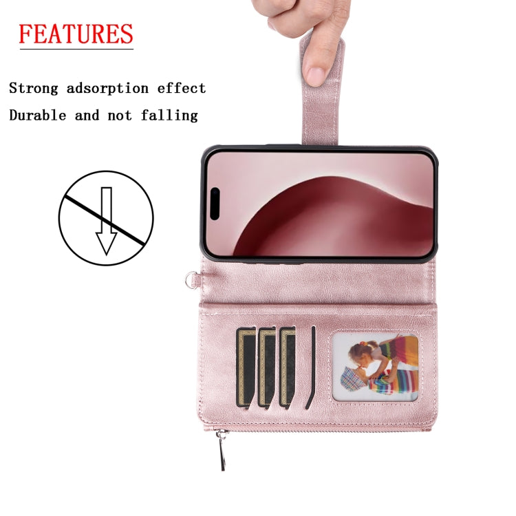 For iPhone 16 Pro Solid Color 2 in 1 Zipper Shockproof Phone Case