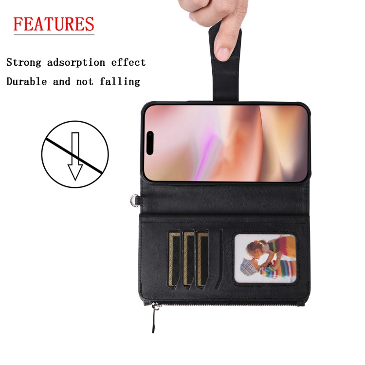 For iPhone 16 Plus Solid Color 2 in 1 Zipper Shockproof Phone Case
