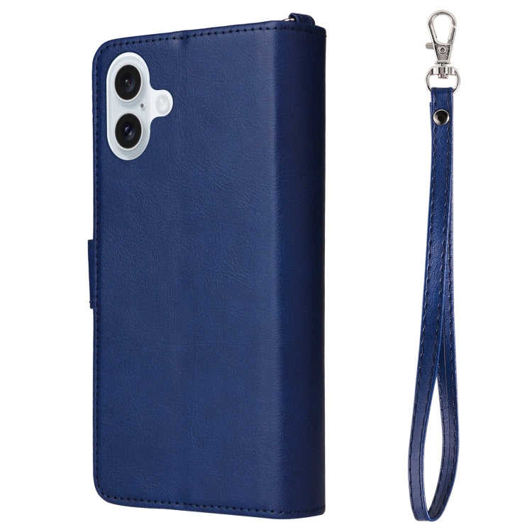 For iPhone 16 Plus Solid Color 2 in 1 Zipper Shockproof Phone Case