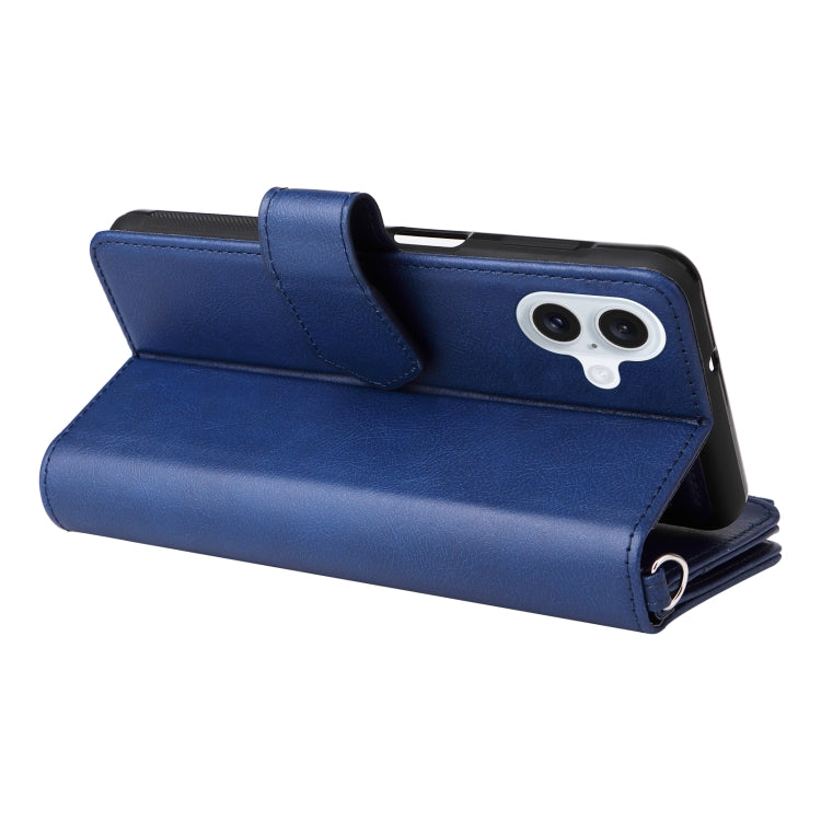 For iPhone 16 Plus Solid Color 2 in 1 Zipper Shockproof Phone Case