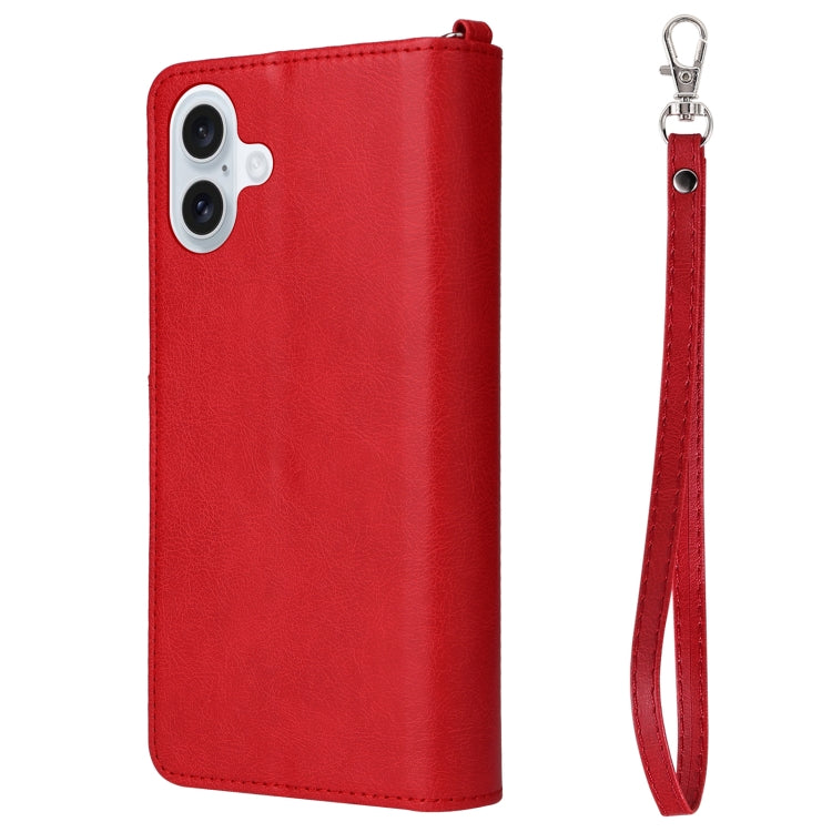 For iPhone 16 Plus Solid Color 2 in 1 Zipper Shockproof Phone Case