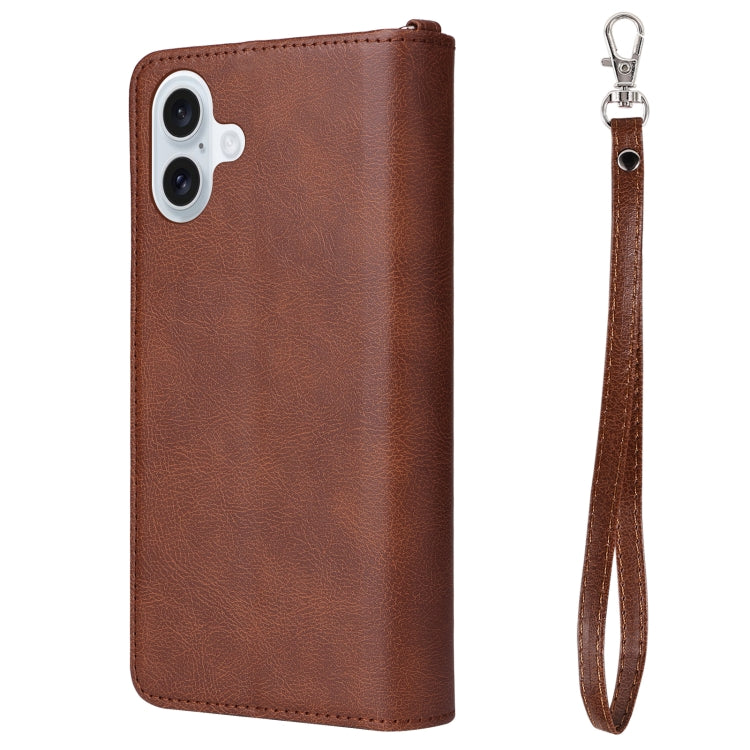 For iPhone 16 Plus Solid Color 2 in 1 Zipper Shockproof Phone Case
