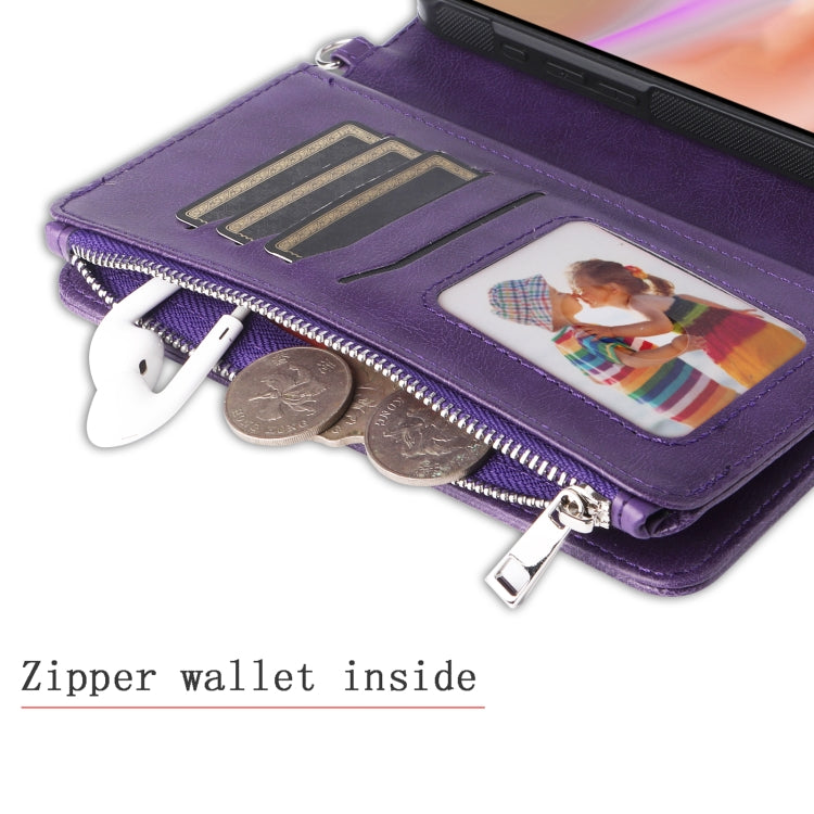 For iPhone 16 Plus Solid Color 2 in 1 Zipper Shockproof Phone Case