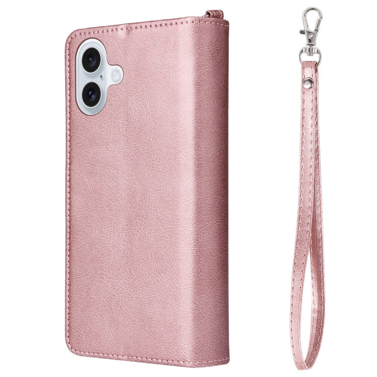 For iPhone 16 Plus Solid Color 2 in 1 Zipper Shockproof Phone Case