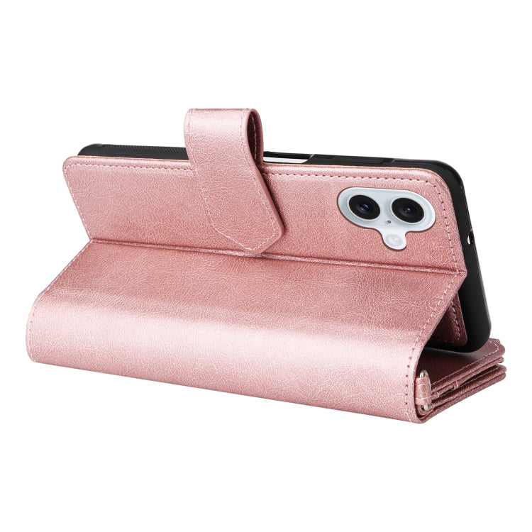 For iPhone 16 Plus Solid Color 2 in 1 Zipper Shockproof Phone Case