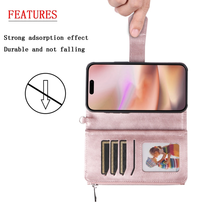For iPhone 16 Plus Solid Color 2 in 1 Zipper Shockproof Phone Case