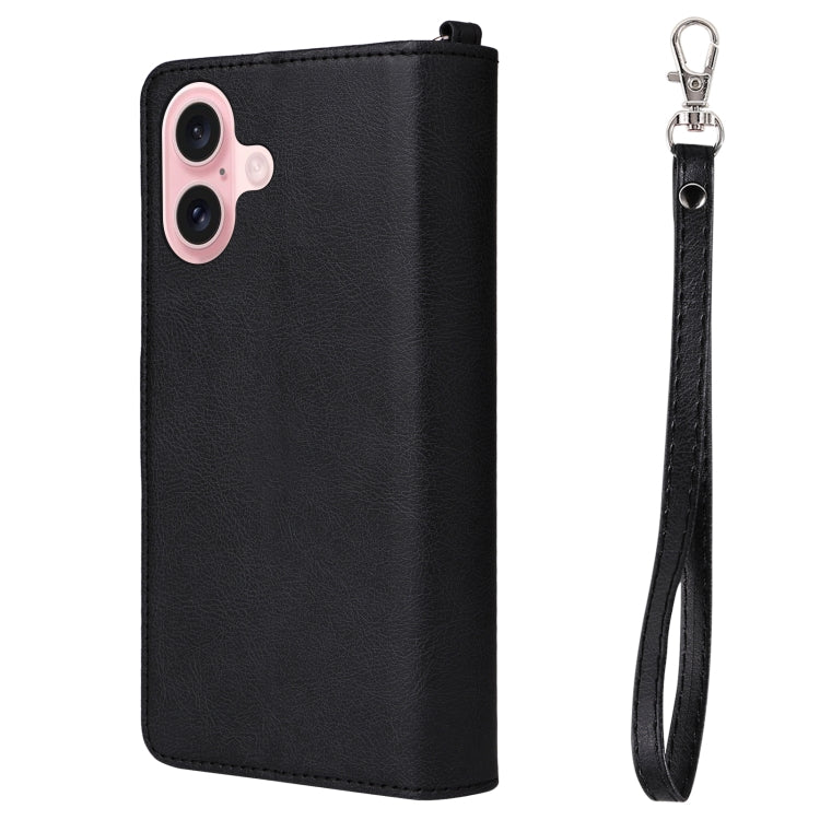 For iPhone 16 Solid Color 2 in 1 Zipper Shockproof Phone Case