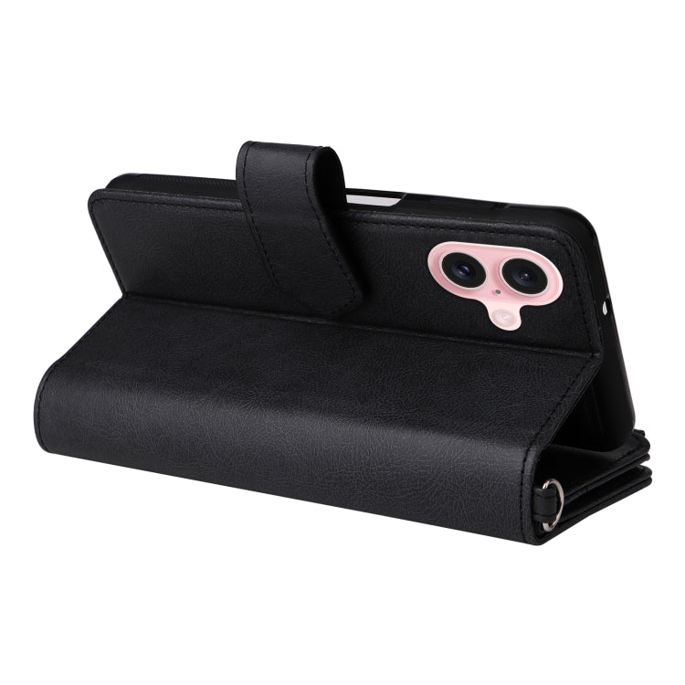 For iPhone 16 Solid Color 2 in 1 Zipper Shockproof Phone Case