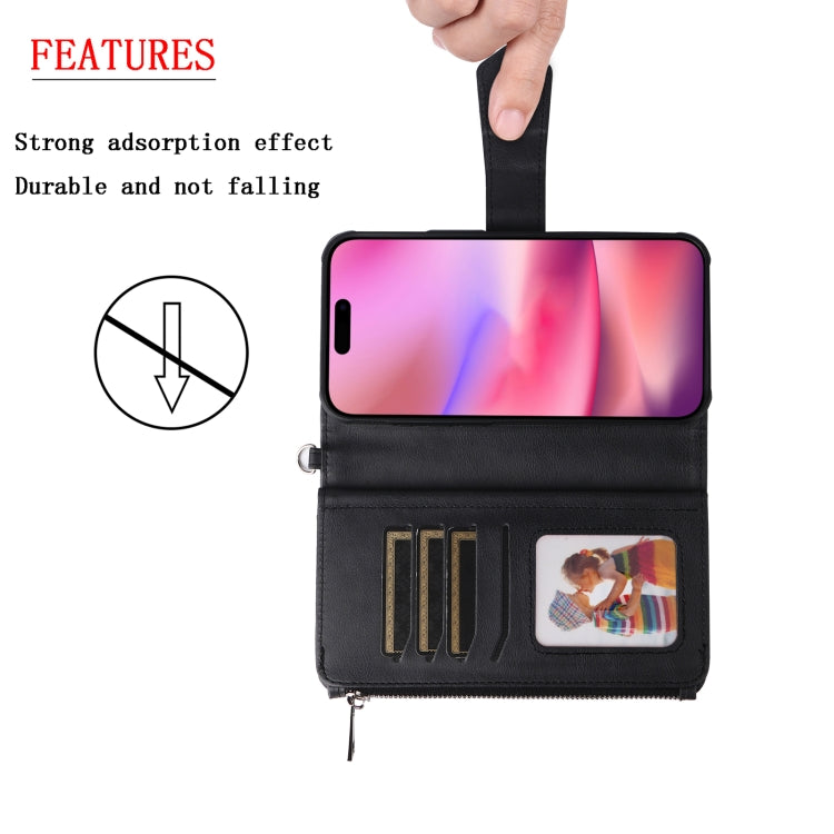 For iPhone 16 Solid Color 2 in 1 Zipper Shockproof Phone Case