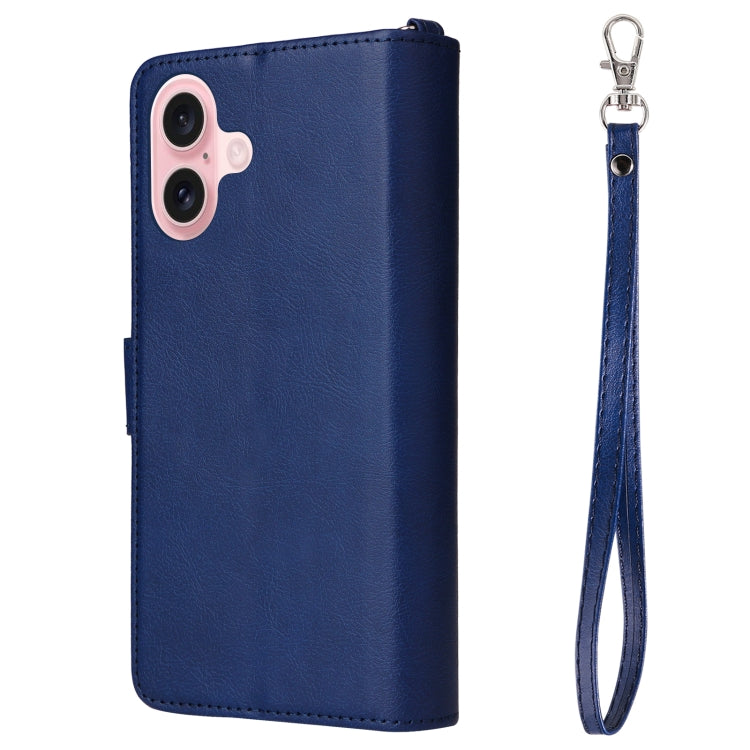 For iPhone 16 Solid Color 2 in 1 Zipper Shockproof Phone Case