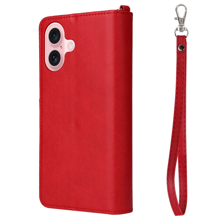 For iPhone 16 Solid Color 2 in 1 Zipper Shockproof Phone Case