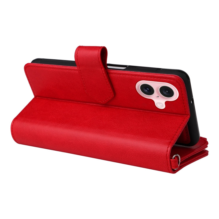 For iPhone 16 Solid Color 2 in 1 Zipper Shockproof Phone Case