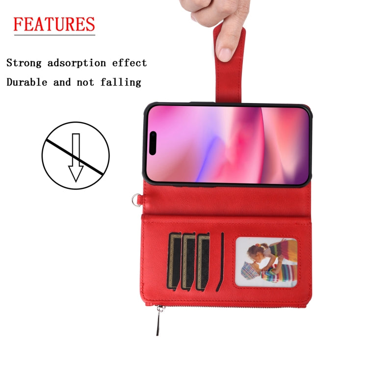 For iPhone 16 Solid Color 2 in 1 Zipper Shockproof Phone Case
