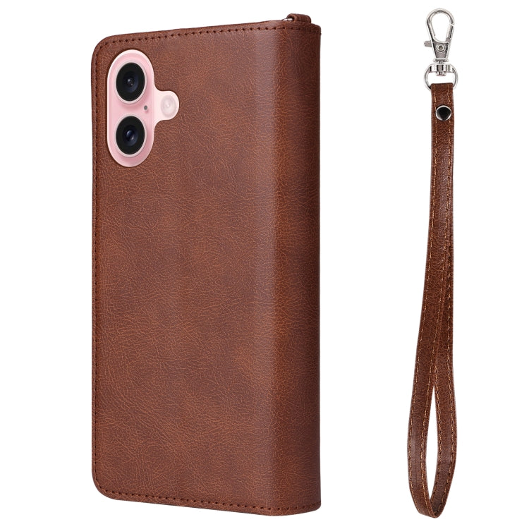 For iPhone 16 Solid Color 2 in 1 Zipper Shockproof Phone Case