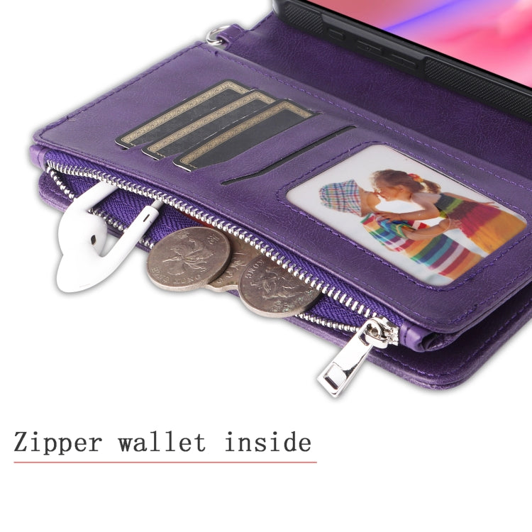 For iPhone 16 Solid Color 2 in 1 Zipper Shockproof Phone Case