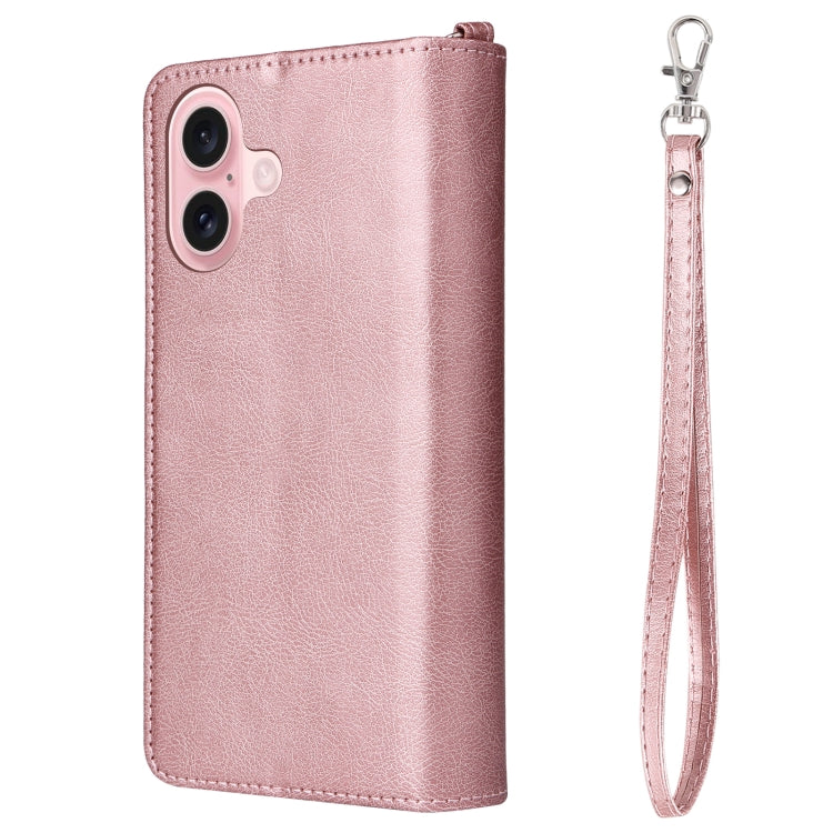 For iPhone 16 Solid Color 2 in 1 Zipper Shockproof Phone Case