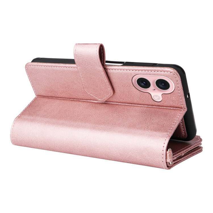 For iPhone 16 Solid Color 2 in 1 Zipper Shockproof Phone Case