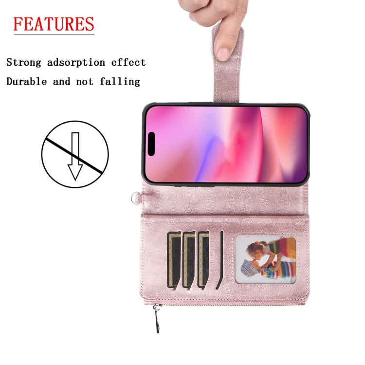 For iPhone 16 Solid Color 2 in 1 Zipper Shockproof Phone Case