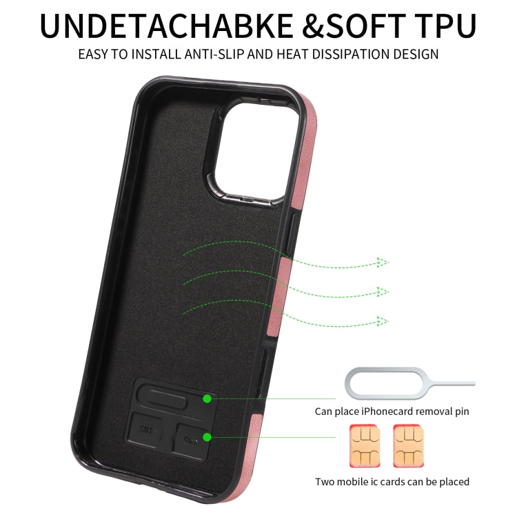 For iPhone 16 Pro Max Skin Feel Card Bag Phone Case with Ring Buckle