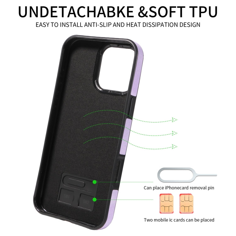 For iPhone 16 Pro Max Skin Feel Card Bag Phone Case with Ring Buckle