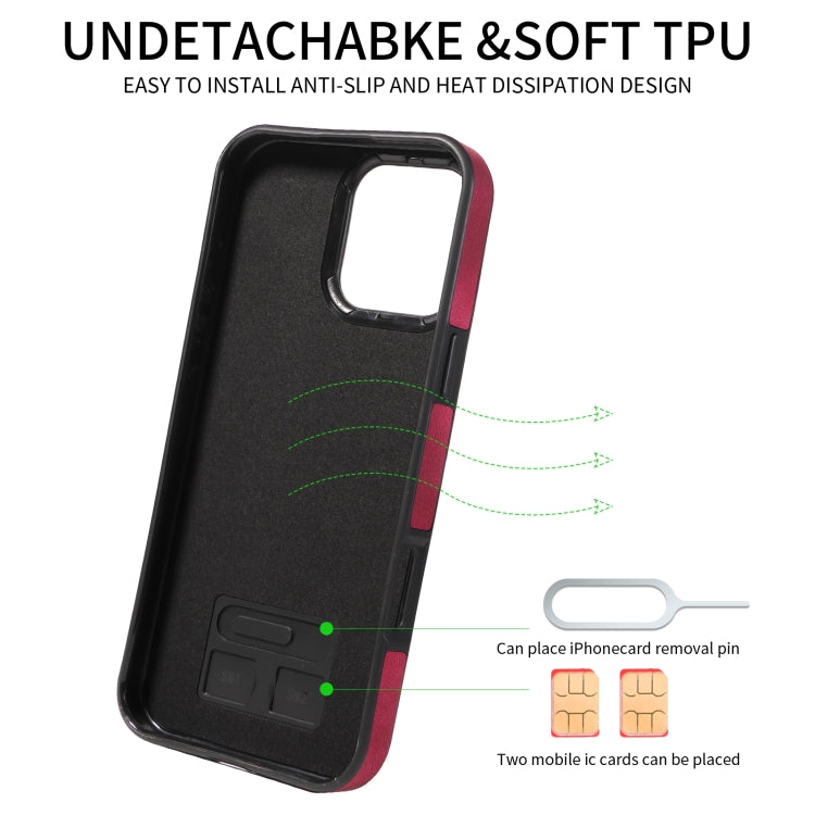 For iPhone 16 Pro Max Skin Feel Card Bag Phone Case with Ring Buckle