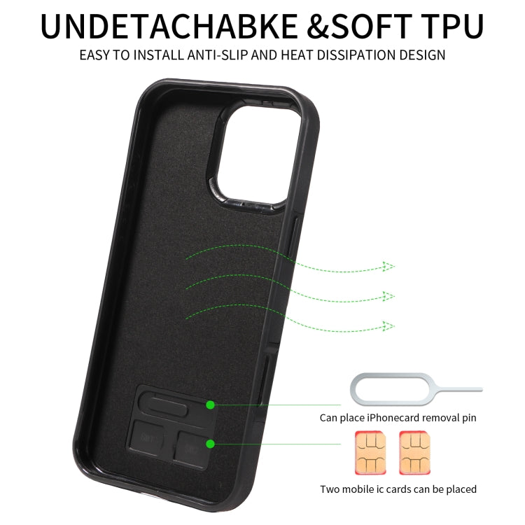 For iPhone 16 Pro Max Skin Feel Card Bag Phone Case with Ring Buckle