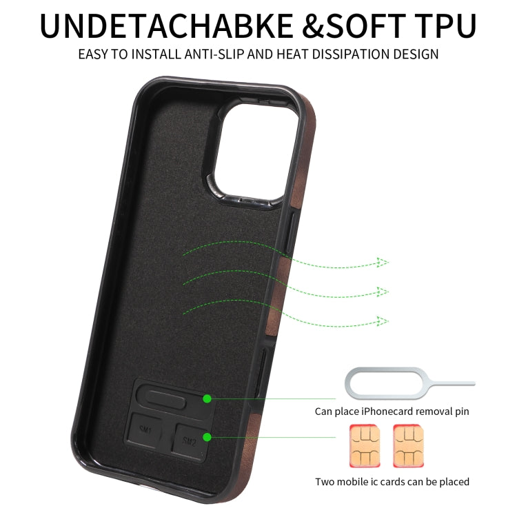 For iPhone 16 Pro Max Skin Feel Card Bag Phone Case with Ring Buckle