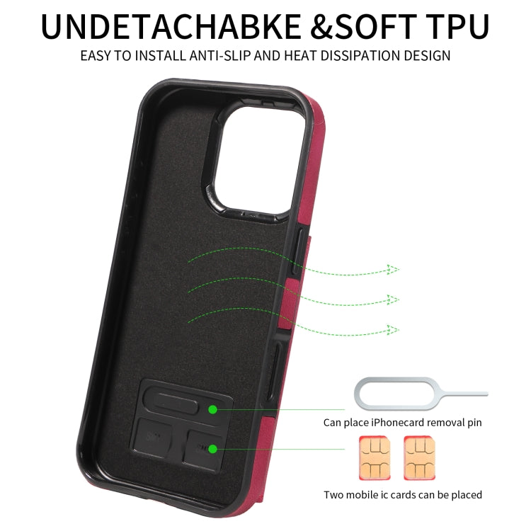 For iPhone 16 Pro Skin Feel Card Bag Phone Case with Ring Buckle