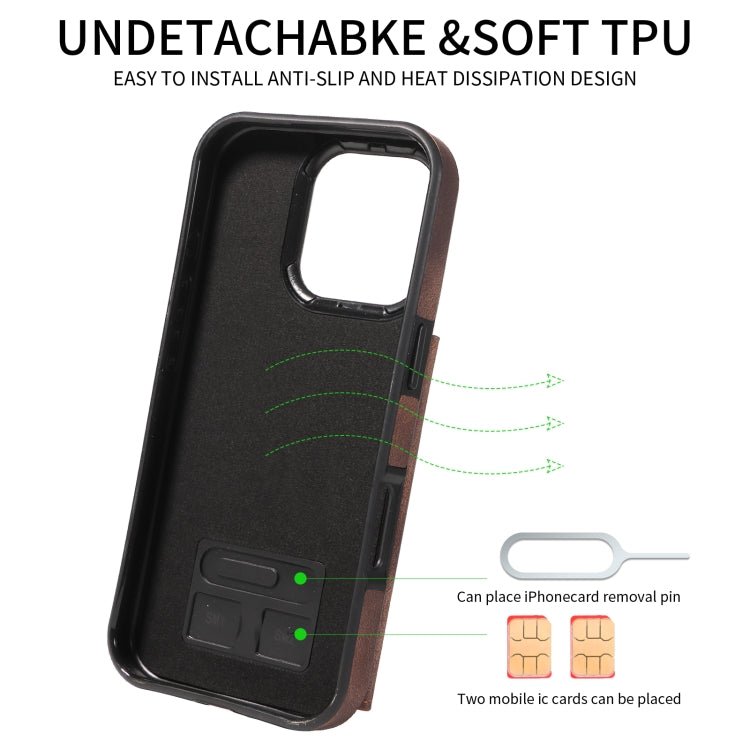 For iPhone 16 Pro Skin Feel Card Bag Phone Case with Ring Buckle