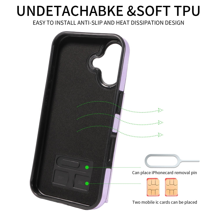 For iPhone 16 Skin Feel Card Bag Phone Case with Ring Buckle