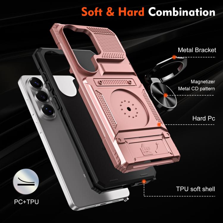 For Samsung Galaxy S26 Ultra 5G TPU Hybrid PC Shockproof Card Phone Case with Metal Ring Holder