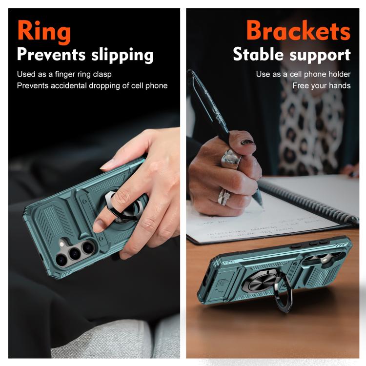 For Samsung Galaxy S26+ 5G TPU Hybrid PC Shockproof Card Phone Case with Metal Ring Holder