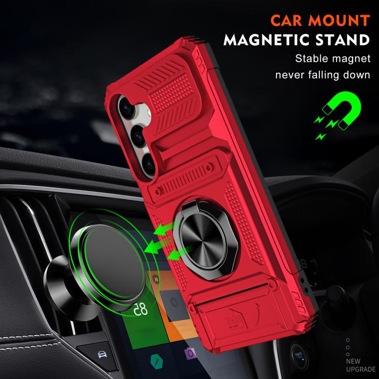 For Samsung Galaxy S26 5G TPU Hybrid PC Shockproof Card Phone Case with Metal Ring Holder