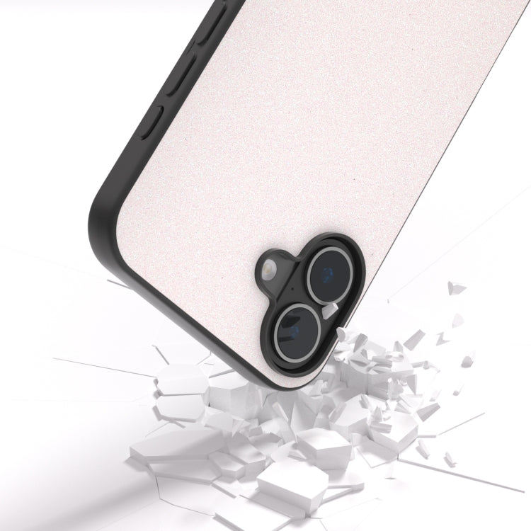 For iPhone 16 Black Frame Glitter Shockproof Phone Case
