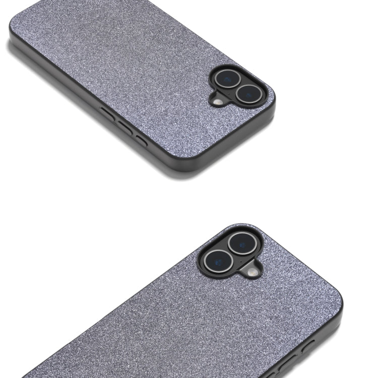 For iPhone 16 Black Frame Glitter Shockproof Phone Case