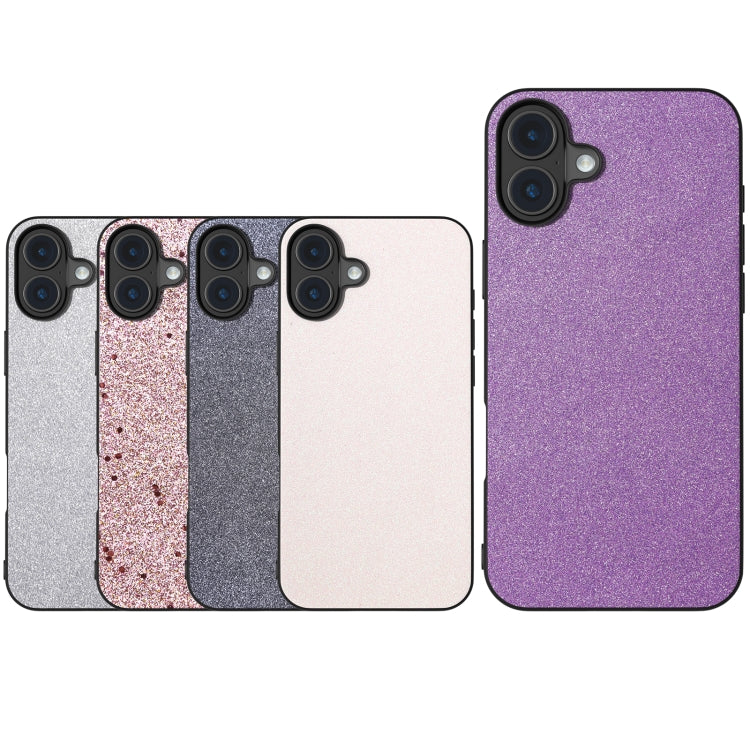 For iPhone 16 Black Frame Glitter Shockproof Phone Case