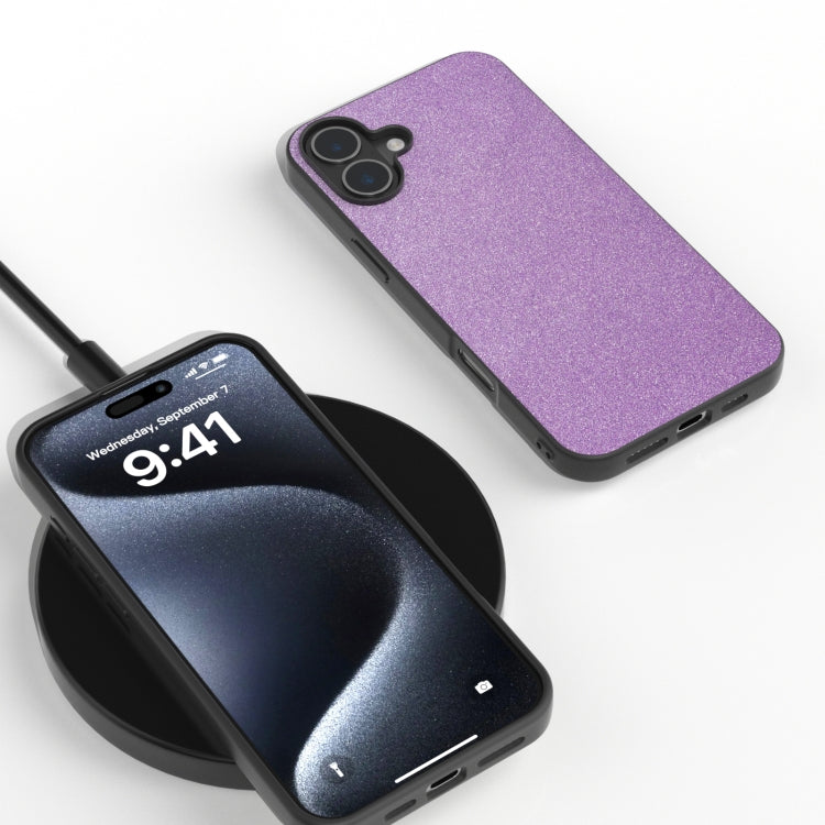 For iPhone 16 Black Frame Glitter Shockproof Phone Case