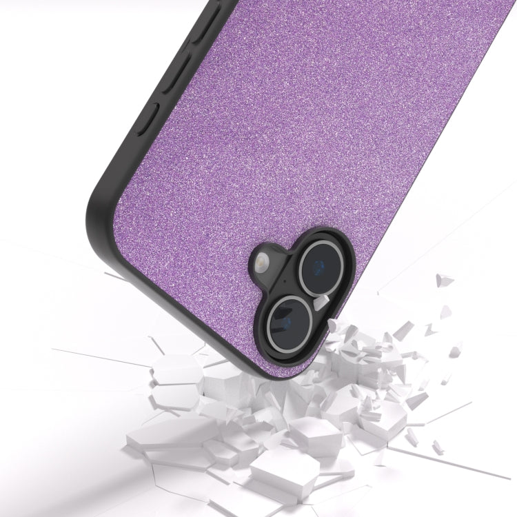 For iPhone 16 Black Frame Glitter Shockproof Phone Case