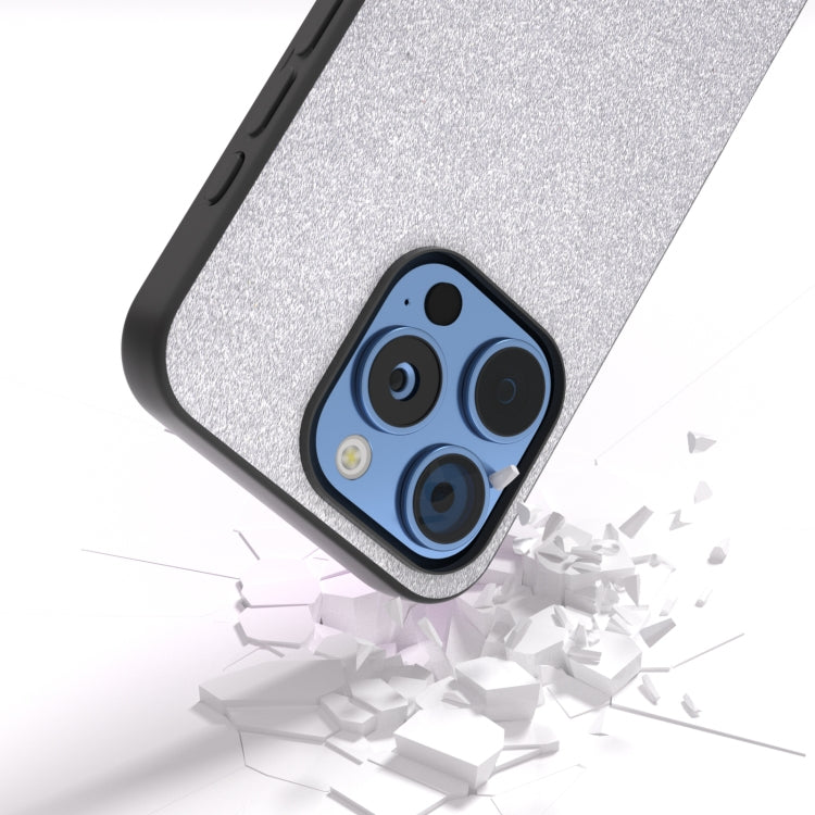 For iPhone 16 Pro Black Frame Glitter Shockproof Phone Case