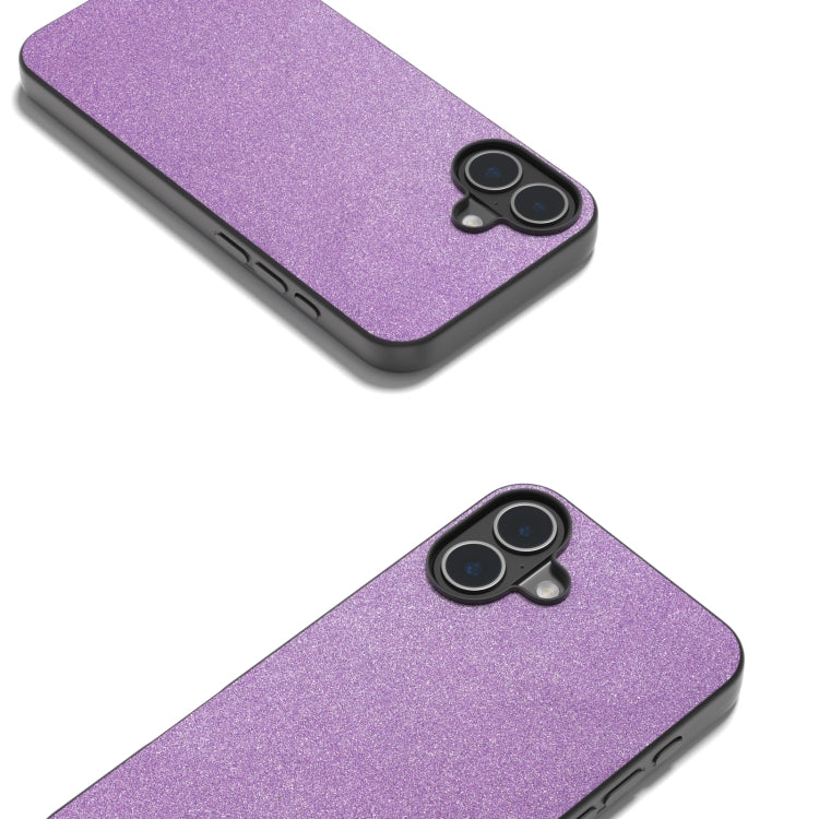 For iPhone 16 Plus Black Frame Glitter Shockproof Phone Case