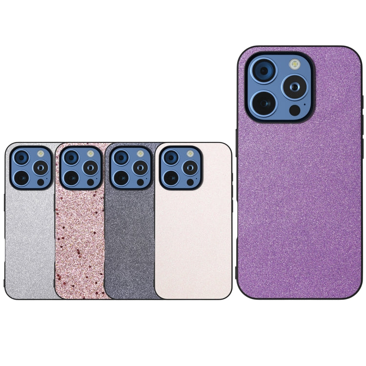 For iPhone 16 Pro Max Black Frame Glitter Shockproof Phone Case