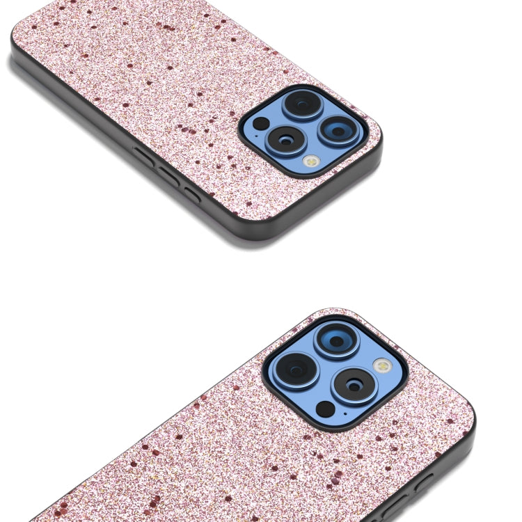 For iPhone 16 Pro Max Black Frame Glitter Shockproof Phone Case