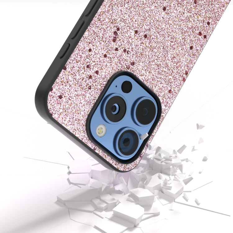 For iPhone 16 Pro Max Black Frame Glitter Shockproof Phone Case