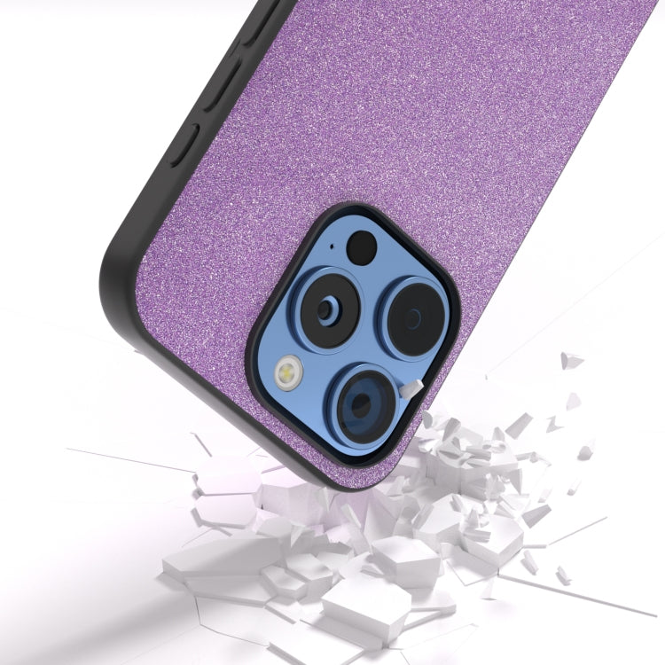 For iPhone 16 Pro Max Black Frame Glitter Shockproof Phone Case