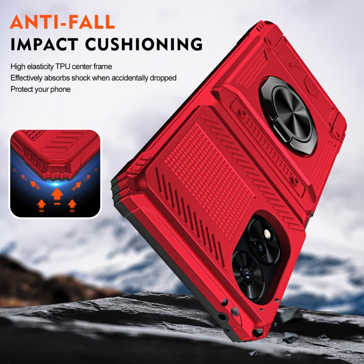 For TCL 50 SE 4G TPU Hybrid PC Shockproof Card Phone Case with Metal Ring Holder